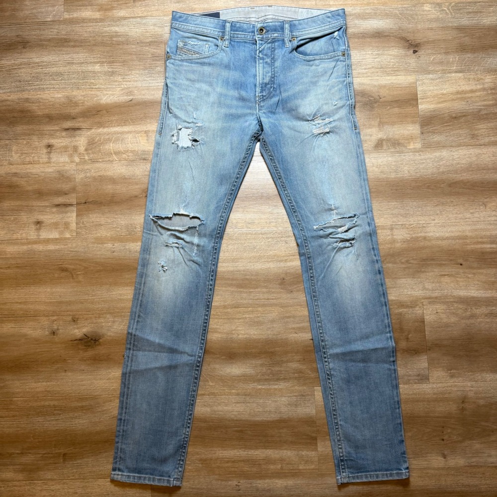 Diesel Thommer Jeans Mens 31x34 Distressed Slim Skinny Stretch Muddy Wash 0845F